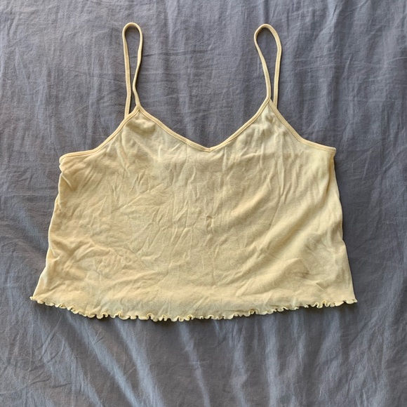 Urban Outfitters Butter Yellow Lettuce Edge Crop Tank - Picture 2 of 4